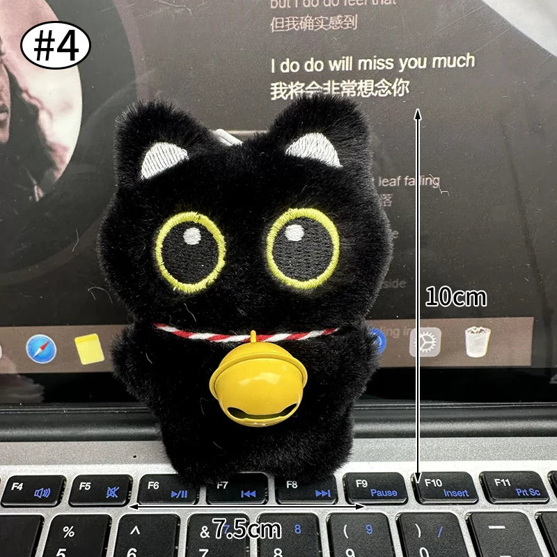 Cute Keychain Kawaii Black Cat Keychain Plush Cats Toy Backpack Hanging Pendant Decoration Keyring Halloween Ghost Theme Gifts