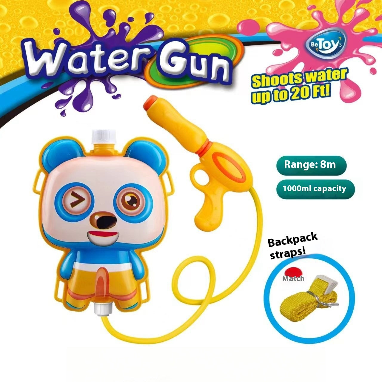 Children's Pull-out Backpack Water Gun Toy Water Playing Outdoor Water Fight Water