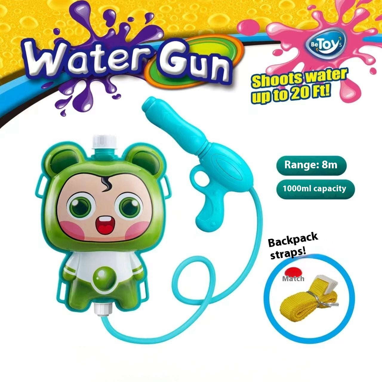Children's Pull-out Backpack Water Gun Toy Water Playing Outdoor Water Fight Water