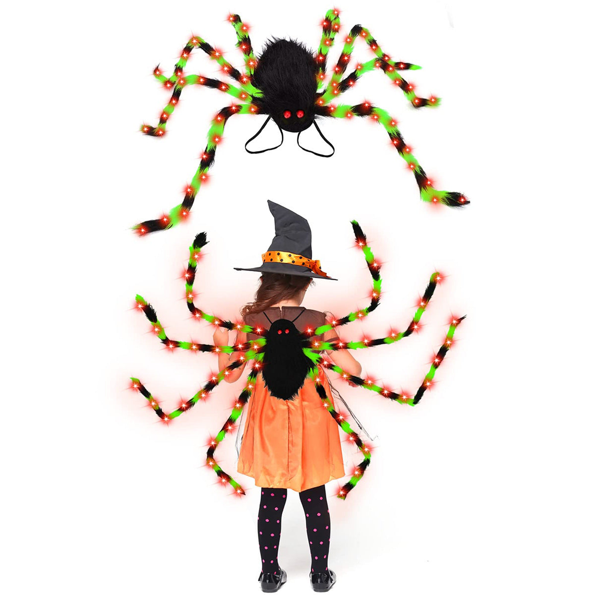 Halloween Spider Backpack Nine LED Modes Plush Sugar Bag