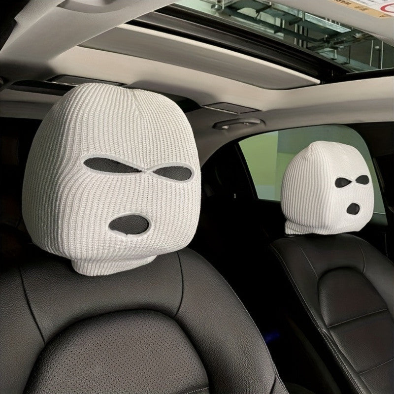 3 Hole Balaclava Full Cover Car Seat Headrest Universal Halloween Christmas Funny Car Decoration