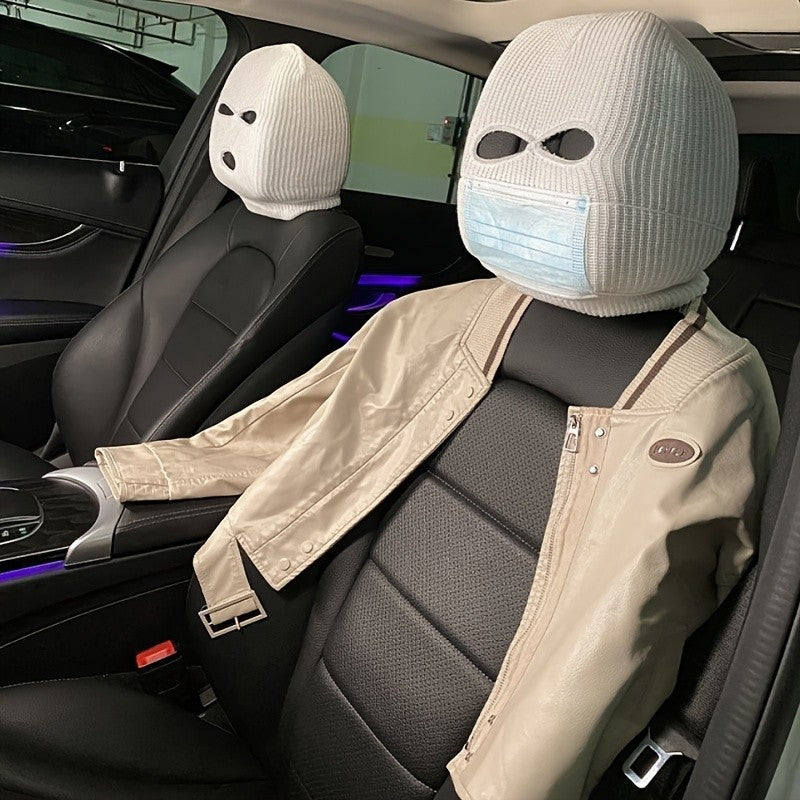 3 Hole Balaclava Full Cover Car Seat Headrest Universal Halloween Christmas Funny Car Decoration